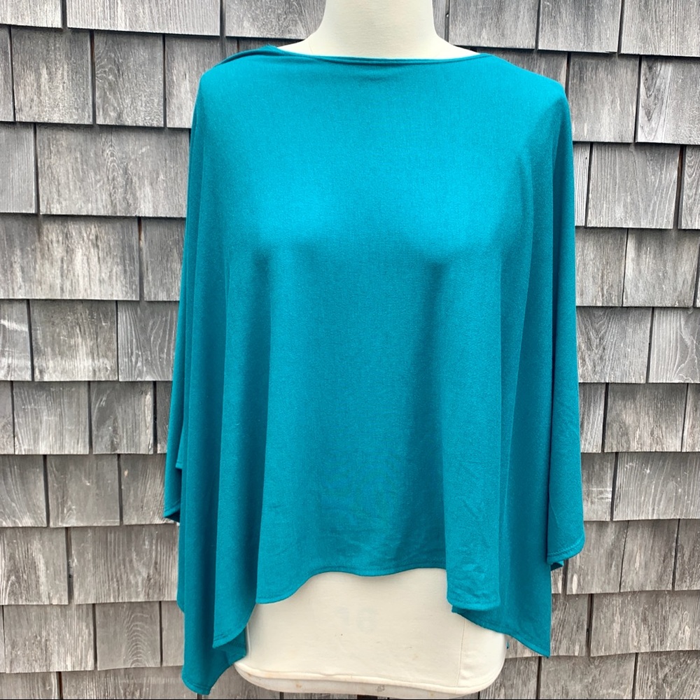 Slinky brand teal poncho XL NWOT knit soft